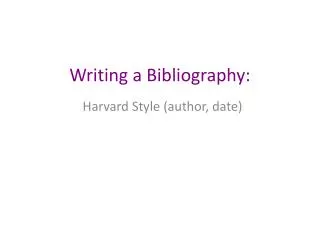 Writing a Bibliography: