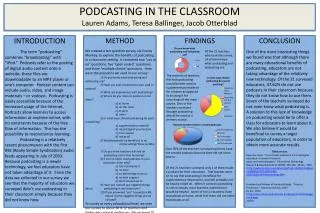 PODCASTING IN THE CLASSROOM Lauren Adams, Teresa Ballinger, Jacob Otterblad