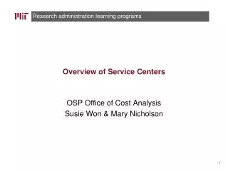 Overview of Service Centers