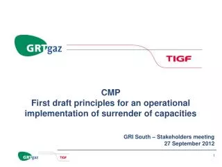 CMP First draft principles for an operational implementation of surrender of capacities