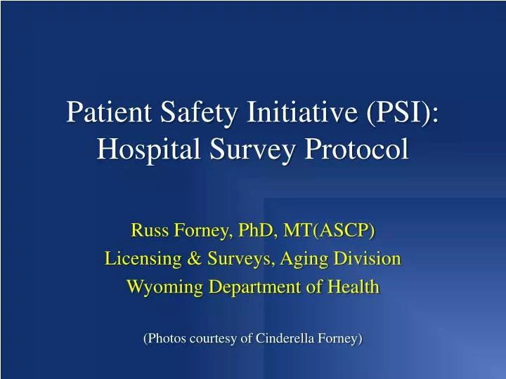 patient safety initiative psi hospital survey protocol