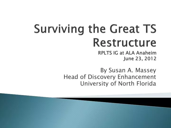 surviving the great ts restructure rplts ig at ala anaheim june 23 2012