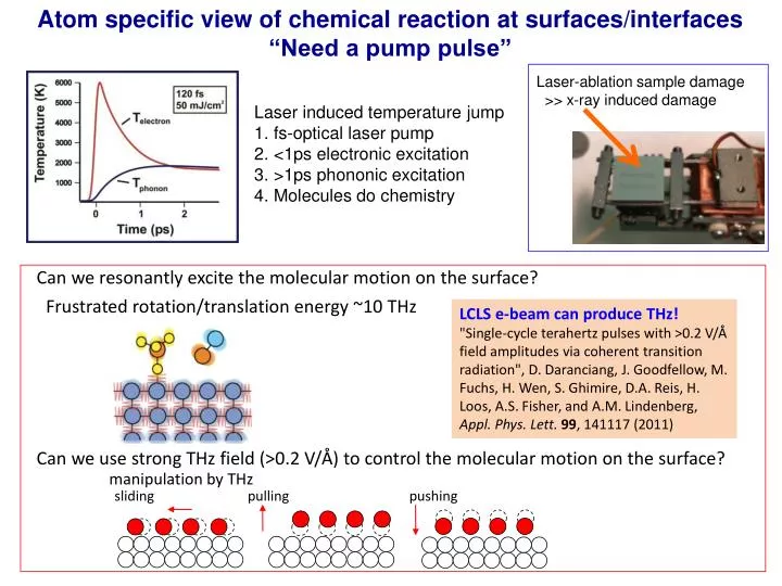 atom specific view of chemical reaction at surfaces interfaces need a pump pulse