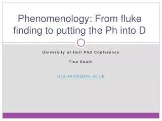 Phenomenology: From fluke finding to putting the Ph into D