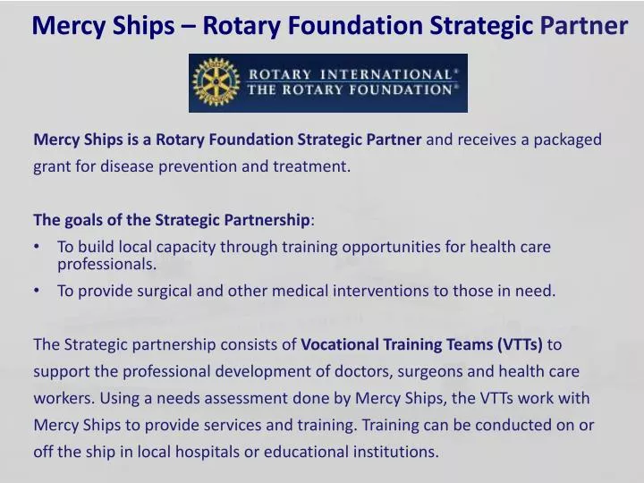 mercy ships rotary foundation strategic partner