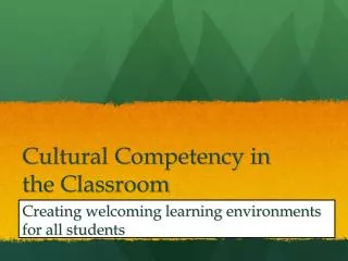 Cultural Competency in the Classroom