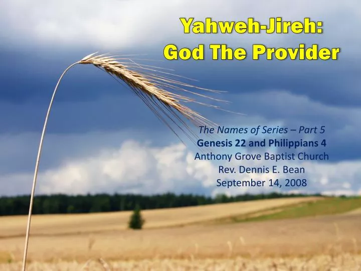 yahweh jireh god the provider