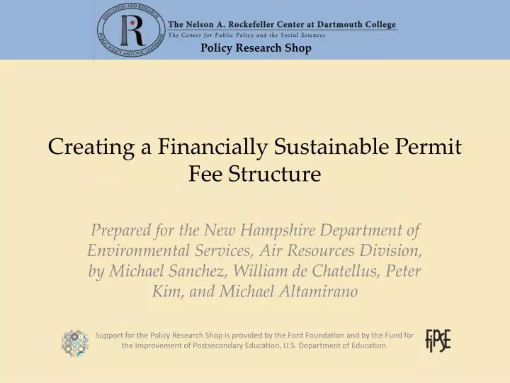 creating a financially sustainable permit fee structure
