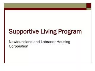 Supportive Living Program