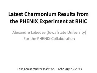 Latest Charmonium Results from the PHENIX Experiment at RHIC