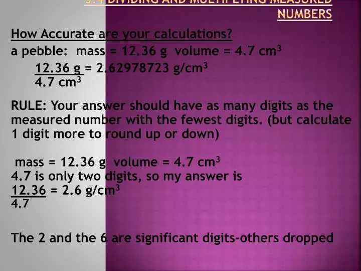 3 4 dividing and multiplying measured numbers
