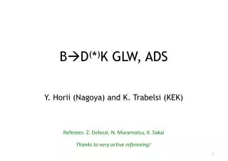 B ? D ( * ) K GLW, ADS
