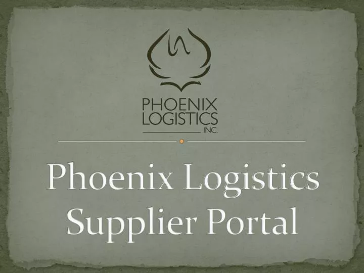 phoenix logistics supplier portal