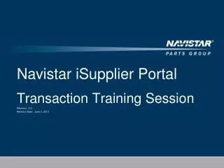 Navistar iSupplier Portal