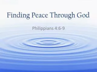 Finding Peace Through God