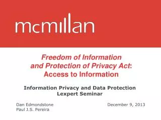 Information Privacy and Data Protection Lexpert Seminar