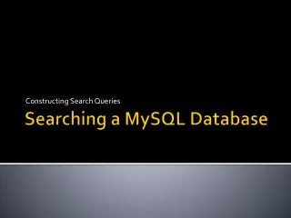 Searching a MySQL Database