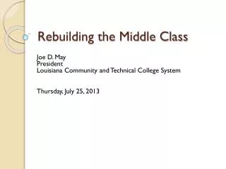 Rebuilding the Middle Class