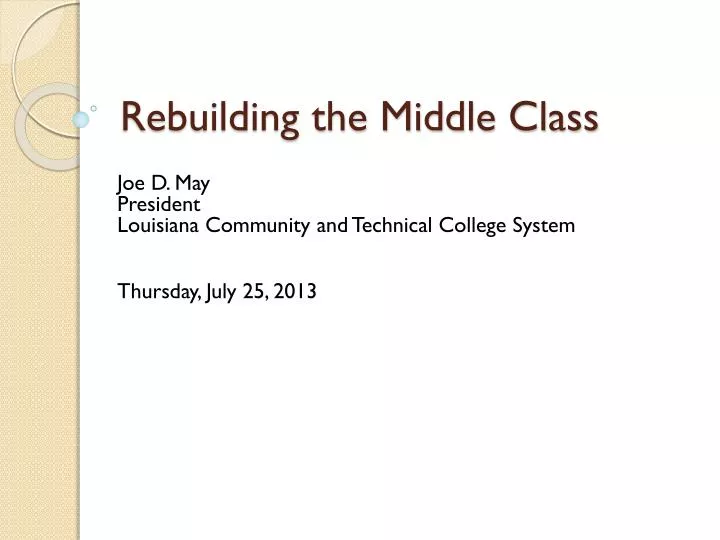rebuilding the middle class