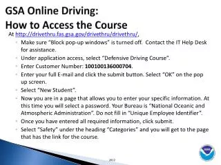 GSA Online Driving: How to Access the Course