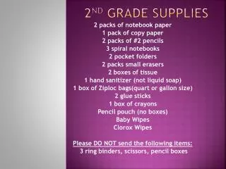 2 nd Grade supplies