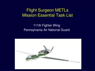 Flight Surgeon METLs Mission Essential Task List