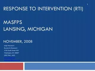 Response to I n tervention (rti) MASfps Lansing, Michigan November, 2008
