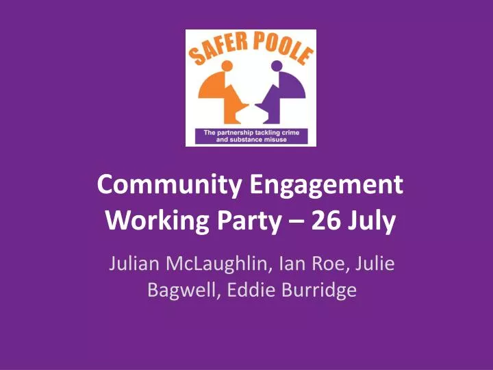 community engagement working party 26 july