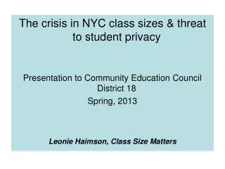 The crisis in NYC class sizes &amp; threat to student privacy