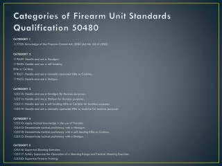 Categories of Firearm U nit Standards Qualification 50480