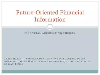 Future-Oriented Financial Information