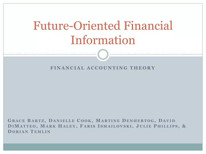future oriented financial information