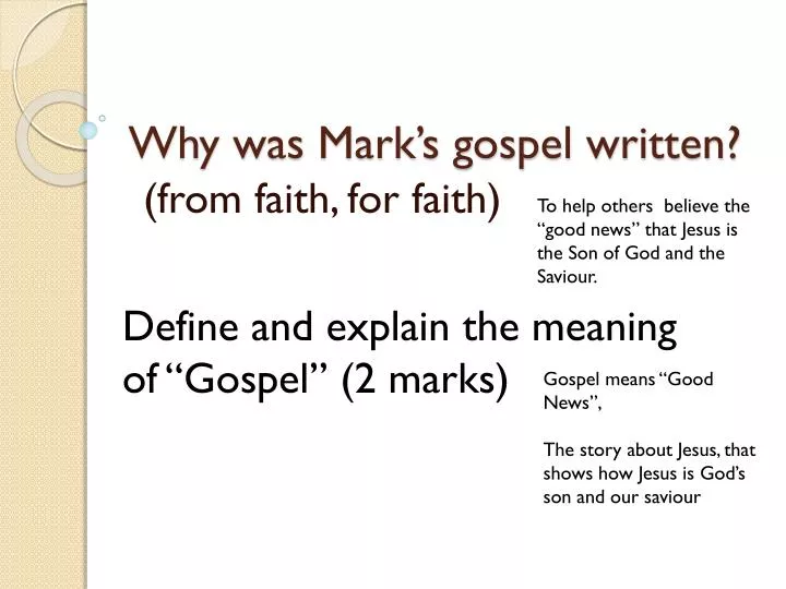 why was mark s gospel written