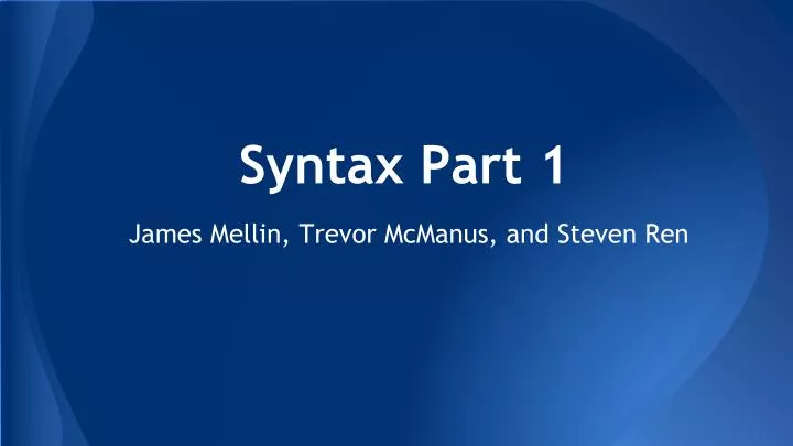 syntax part 1