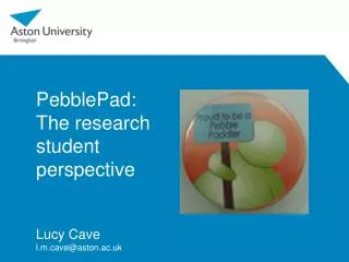 PebblePad: The research student perspective