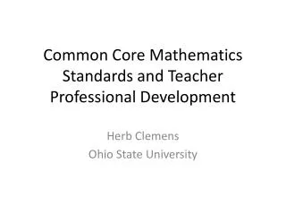 Common Core Mathematics Standards and Teacher Professional Development