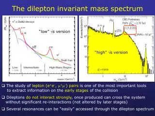 The dilepton invariant mass spectrum
