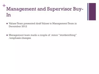 Management and Supervisor Buy-In