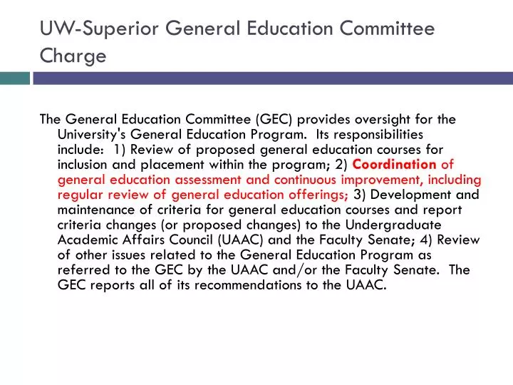 uw superior general education committee charge