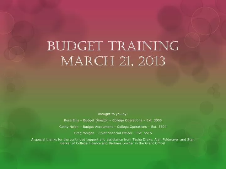 budget training march 21 2013