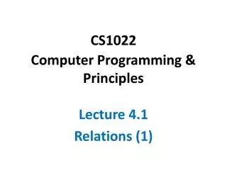 CS1022 Computer Programming &amp; Principles