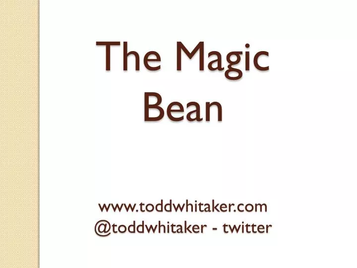 the magic bean www toddwhitaker com @ toddwhitaker twitter