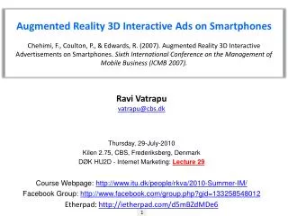 Augmented Reality 3D Interactive Ads on Smartphones
