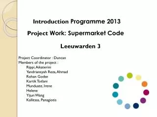 Project Work: Supermarket Code