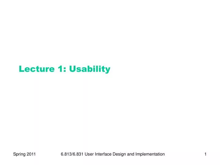 lecture 1 usability