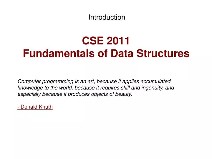 cse 2011 fundamentals of data structures