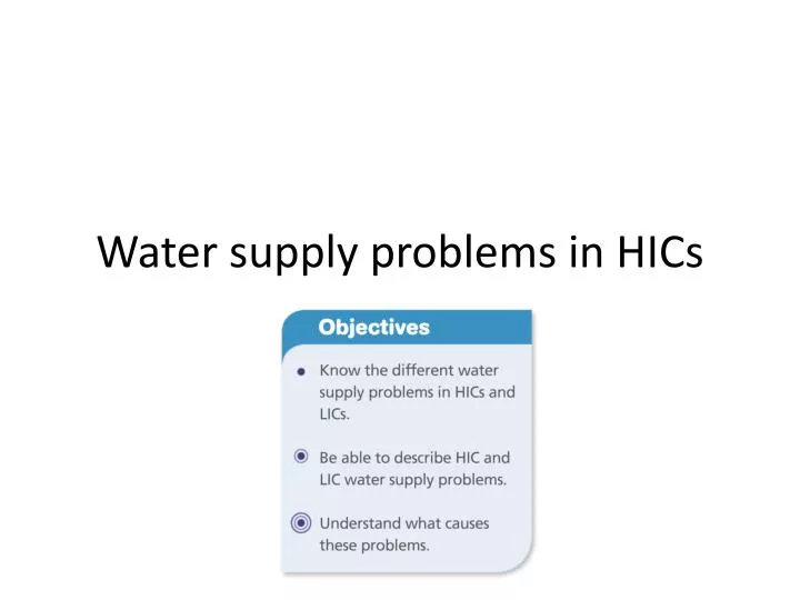 water supply problems in hics
