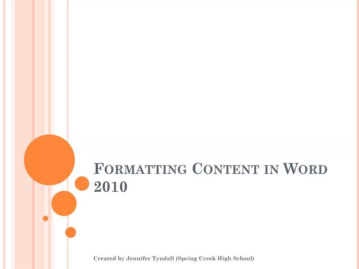 formatting content in word 2010