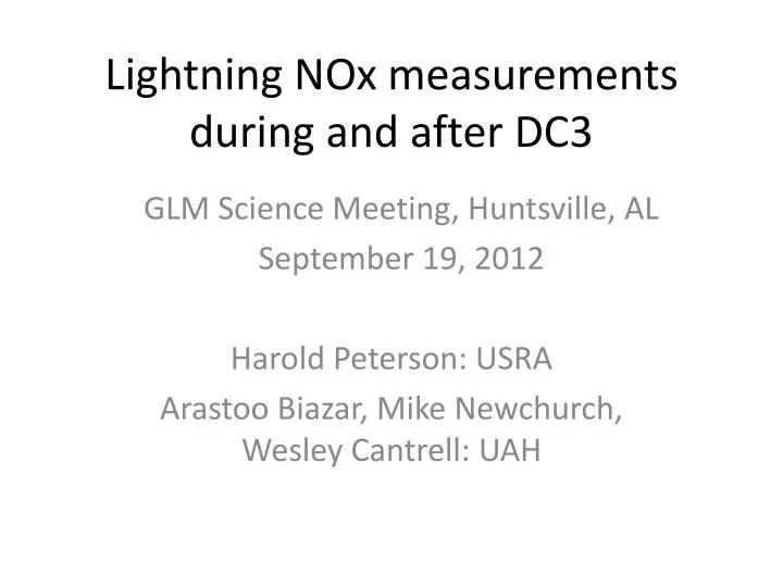 lightning nox measurements during and after dc3