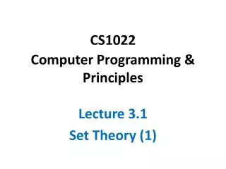 CS1022 Computer Programming &amp; Principles